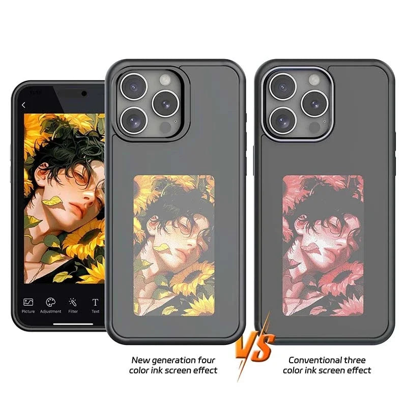NFC Function Smart Phone Case for Iphone 16 15 14 13 Pro Max E Ink 4 Color Screen DIY Fashion Phone Cover Maquillaje New Funda