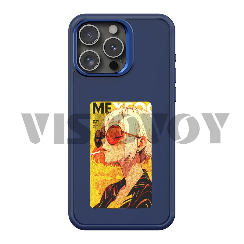 NFC Function Smart Phone Case for Iphone 16 15 14 13 Pro Max E Ink 4 Color Screen DIY Fashion Phone Cover Maquillaje New Funda