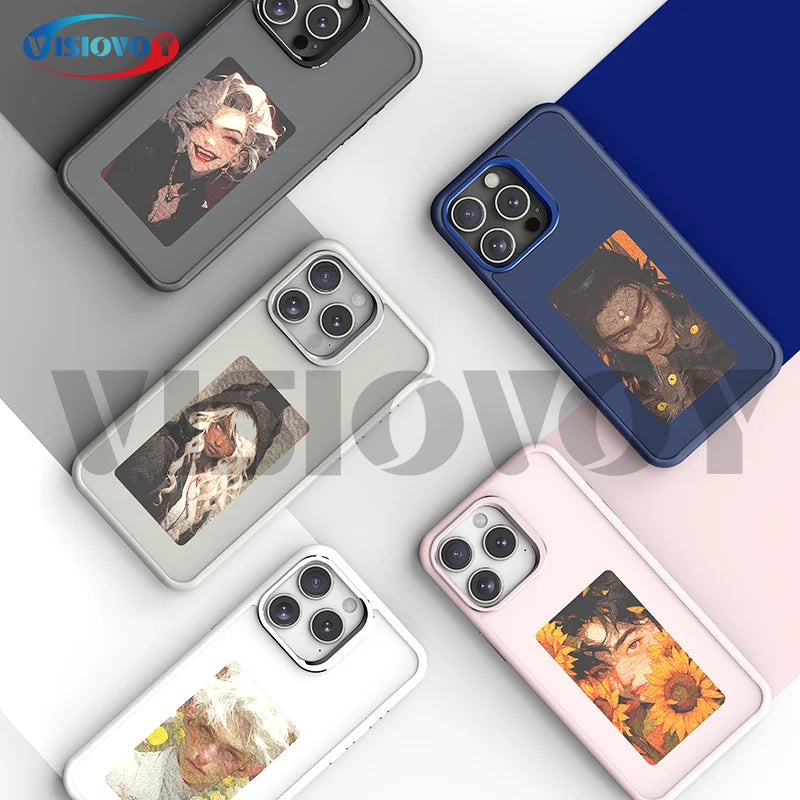 NFC Function Smart Phone Case for Iphone 16 15 14 13 Pro Max E Ink 4 Color Screen DIY Fashion Phone Cover Maquillaje New Funda