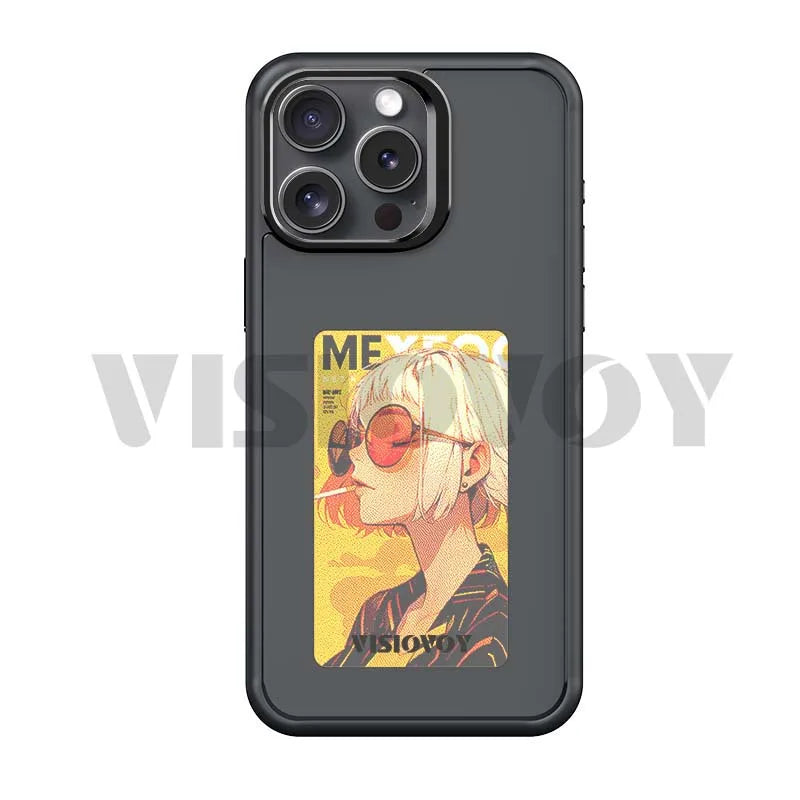 NFC Function Smart Phone Case for Iphone 16 15 14 13 Pro Max E Ink 4 Color Screen DIY Fashion Phone Cover Maquillaje New Funda