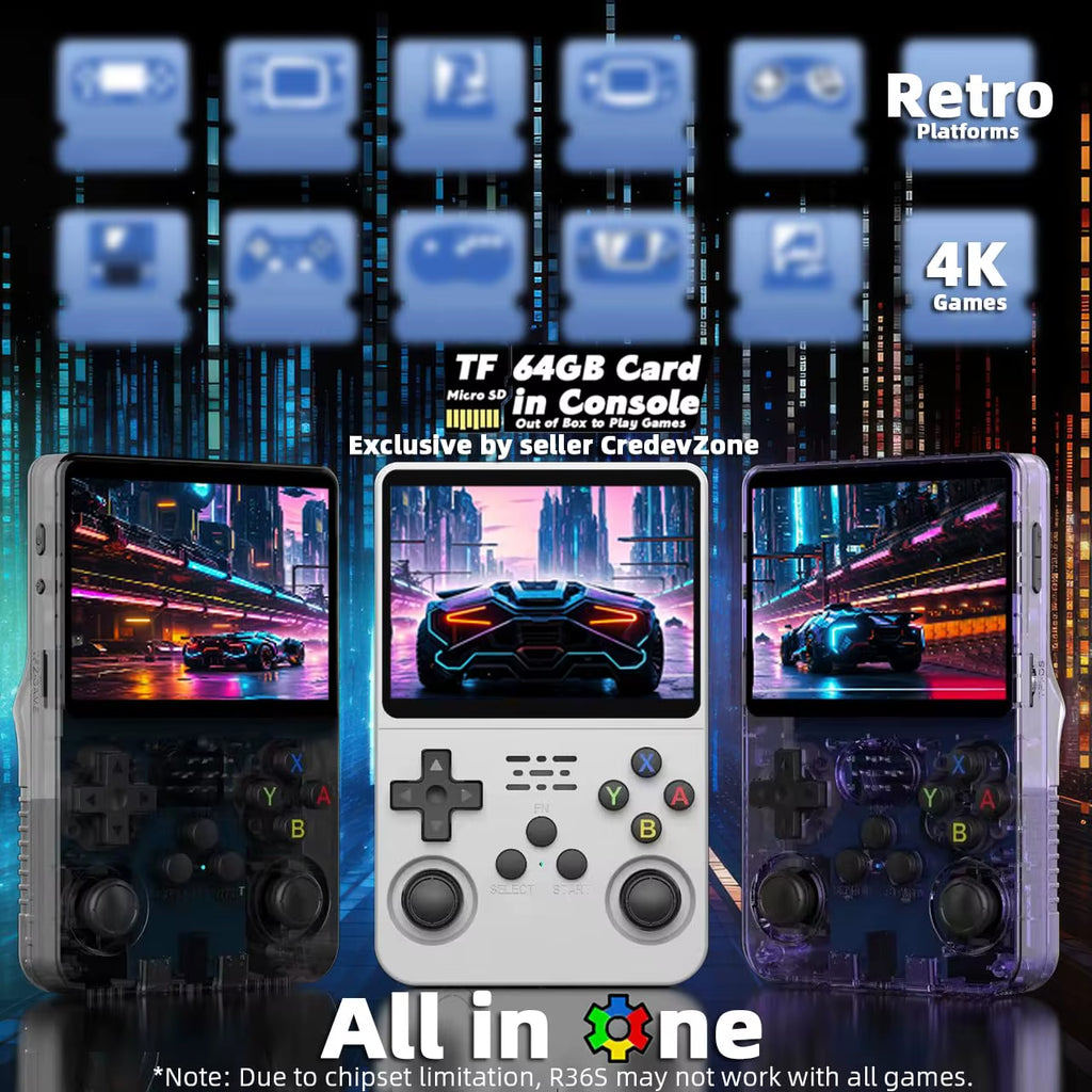R36S Retro Game Console Handheld Video Arkos 2.0 System 3.5 Inch Single Card Portable Pocket Video Player 64GB 128GB 20000 Games